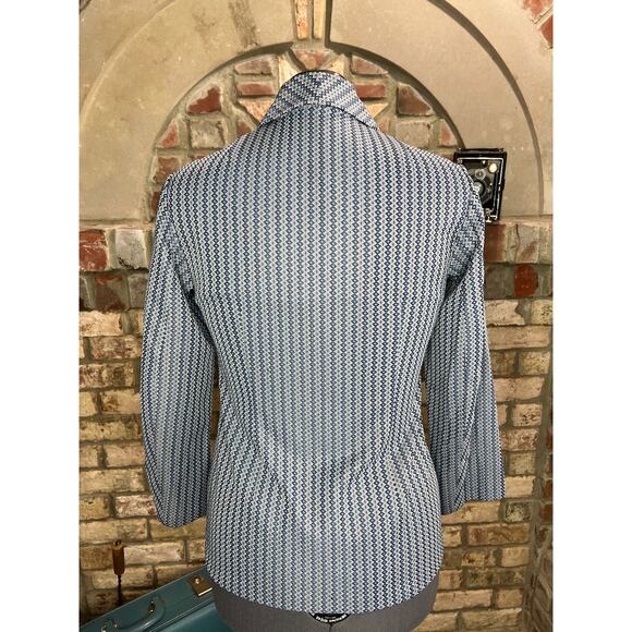 blazer blue geometric double knit polyester blue - Picture 7 of 14